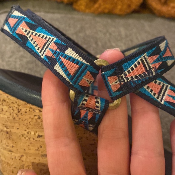 Teva Arabelle Wedge Sandal Nylon Velcro Strap Cork Heel Womens Size 9.5 - Picture 10 of 12